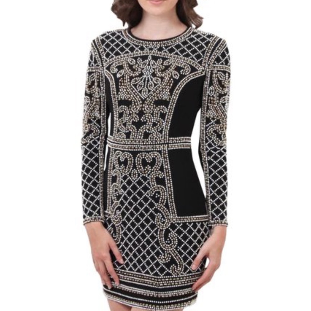 Xscape black embellished mini dress, NWT